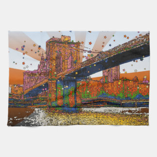 Linge De Cuisine NYC psychédélique : Pont Brooklyn #1