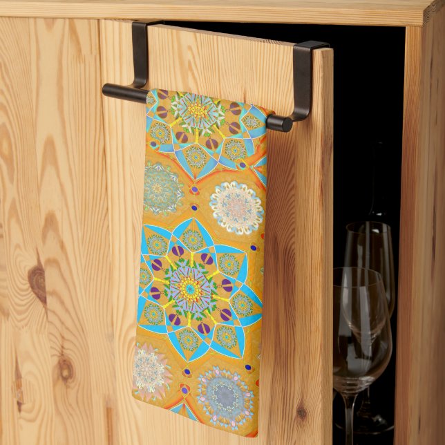 Linge De Cuisine Octo brightener arabesque maure style tangerine (Pliage en tiers)