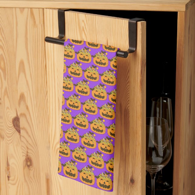 Linge De Cuisine Octobre Éffrayant Halloween Candy Citrouille (Pliage en tiers)