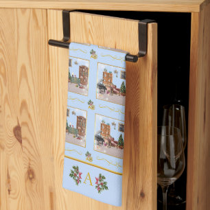 Linge De Cuisine Ode to Nutcracker Blue Scene Blue Accent