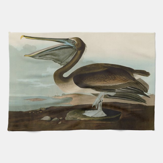 Linge De Cuisine Œuvre d'art de Pélican Brun de John James Audubon  (Horizontal)
