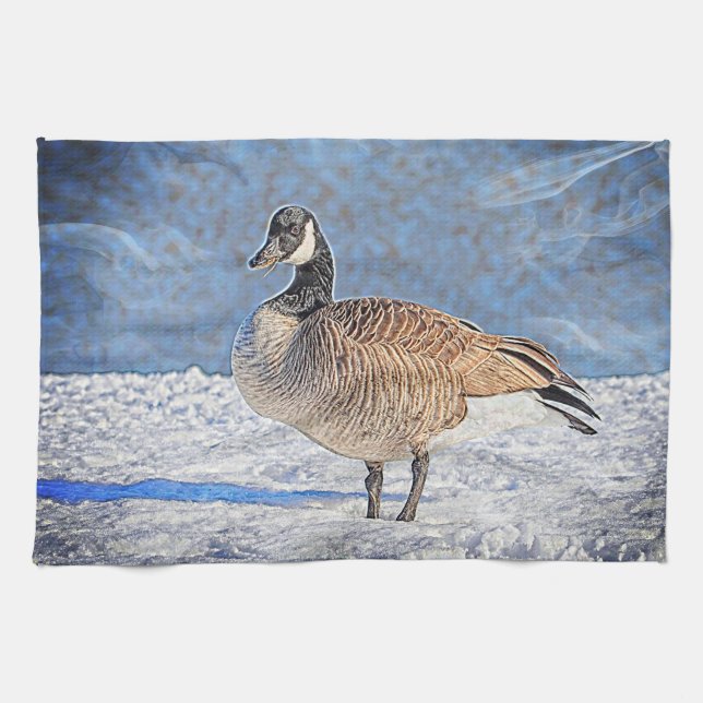Linge De Cuisine Oie canadienne dans la neige (Horizontal)