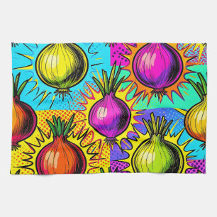 Linge De Cuisine Oignons Colorés Pop Art