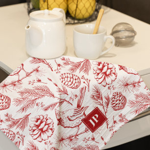 Linge De Cuisine Oiseau cardinal de Noël rouge et blanc