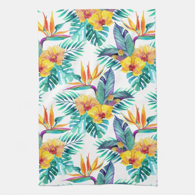 Linge De Cuisine Oiseau du paradis et du motif d'orchidée (Vertical)