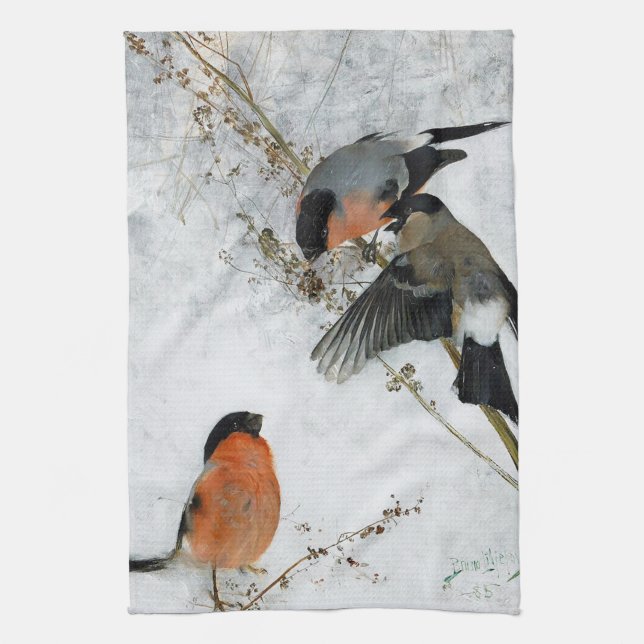 Linge De Cuisine Oiseau en Neige, Bruno Liljefors (Vertical)
