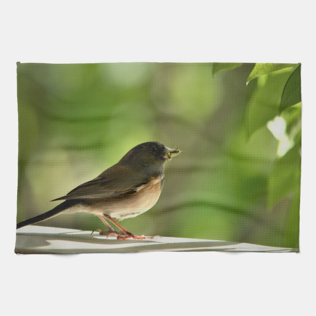 Linge De Cuisine Oiseau en vert feuille arrière - plan (Horizontal)