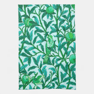 Linge De Cuisine Oiseau et grenade de style Art nouveau, turquoise