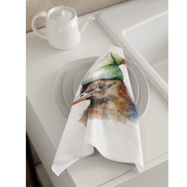 Linge De Cuisine Oiseau Kiwi mignon en Casquette elfe de Noël, cout (Créateur téléchargé)