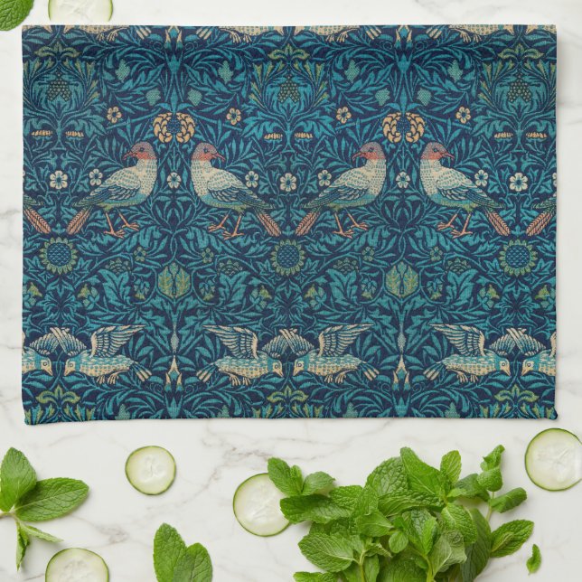 Linge De Cuisine Oiseau par William Morris, textile artistique vint (Plié)