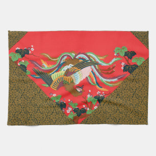 Linge De Cuisine Oiseau Phoenix Rouge Japonais Vintage Art G.A. Aud