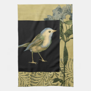 Linge De Cuisine Oiseau sur l'arrière - plan noir et vintage