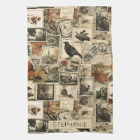 Oiseaux d'automne rustiques Citrouilles Timbres-po