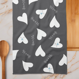 Linge De Cuisine Oiseaux de l'amour modernes personnalisés Cœur ble