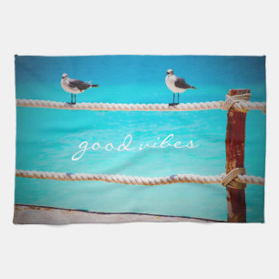Linge De Cuisine Oiseaux de mer Turquoise Océan Photo Good Vibes