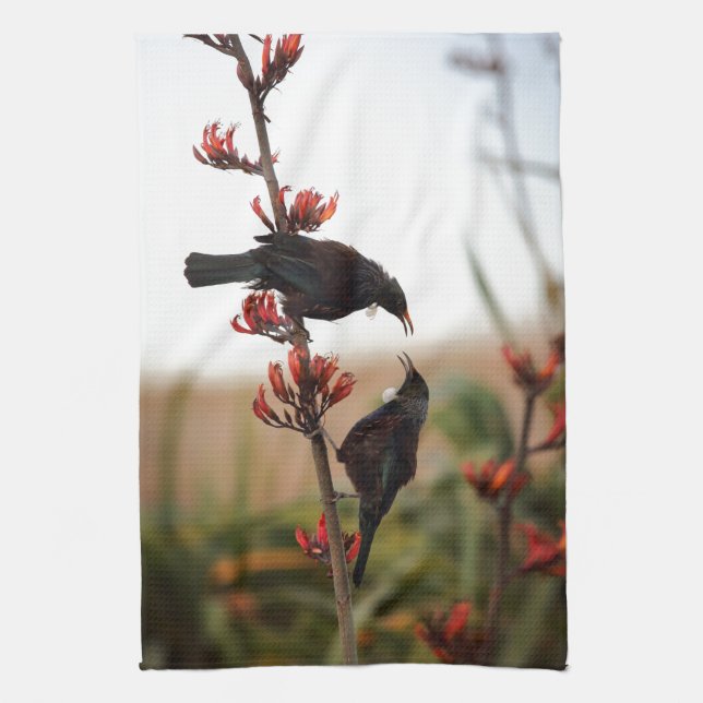 Linge De Cuisine Oiseaux sui de la brousse de lin néo-zélandaise (Vertical)