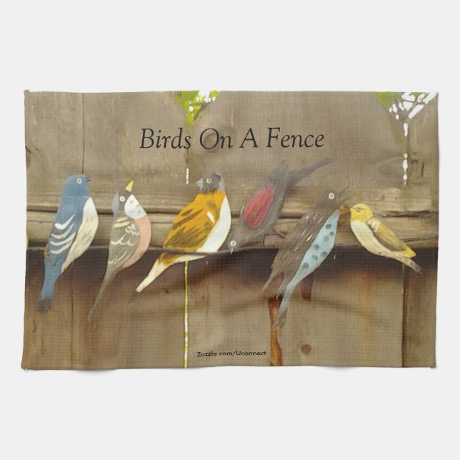 Linge De Cuisine Oiseaux sur une clôture (Horizontal)