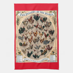 Linge De Cuisine Oiseaux vintages poulet de volaille et diagramme