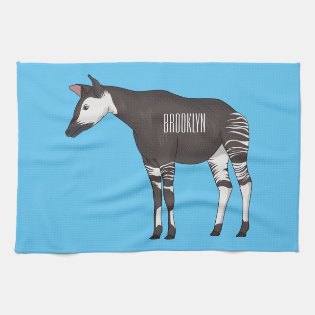 Linge De Cuisine Okapi cartoon illustration  (Horizontal)