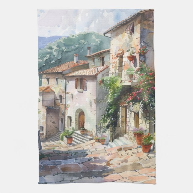 Linge De Cuisine Old Italian Village  (Vertical)