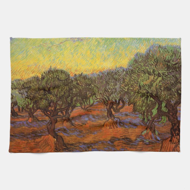 Linge De Cuisine Oliveraie, ciel orange de Vincent van Gogh (Horizontal)