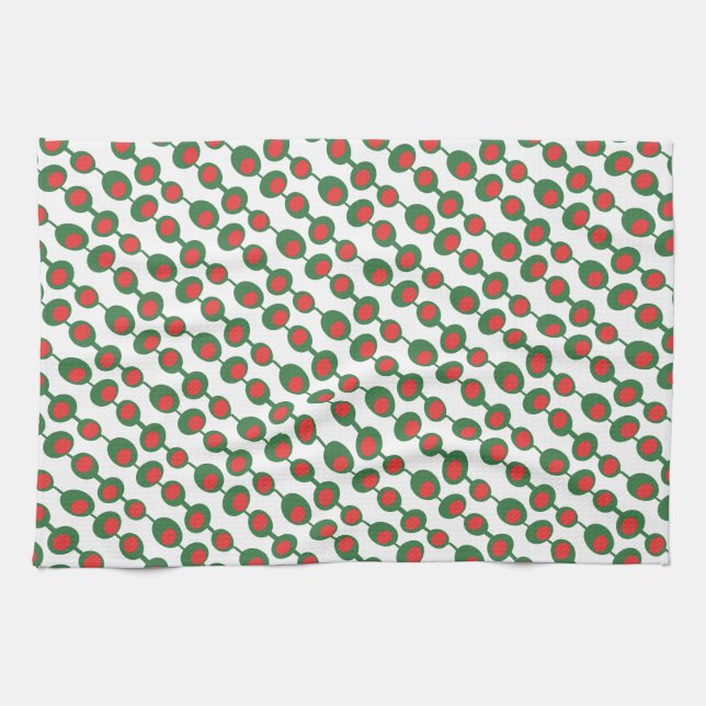 Linge De Cuisine Olives atomiques Motif du milieu du siècle (Horizontal)