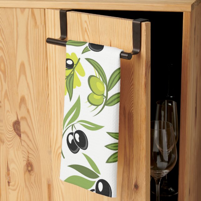 Linge De Cuisine Olives noires  (Pliage en tiers)