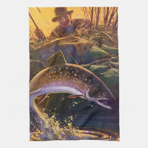 Linge De Cuisine Omble de fontaine pêcheur de poissons, pêche sport