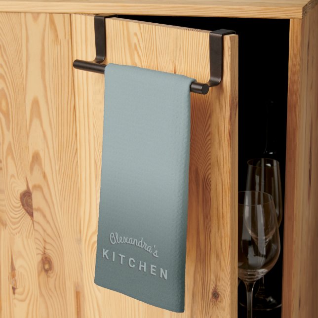 Linge De Cuisine Ombre gris bleu orageux (Pliage en tiers)