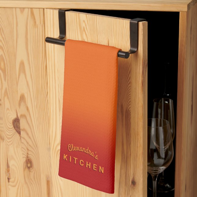 Linge De Cuisine Ombre orange feu (Pliage en tiers)