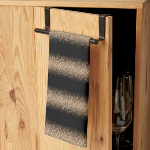 Linge De Cuisine Ombre Pailleté Noir et Or Élégant