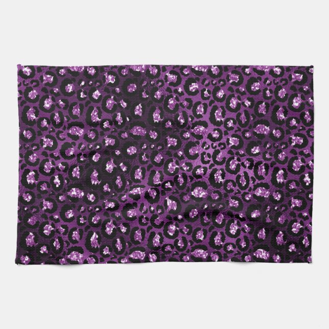 Linge De Cuisine Ombre violet et Parties scintillant de glam noir L (Horizontal)