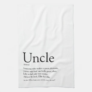Linge De Cuisine Oncle Cool Moderne Noir et Blanc 