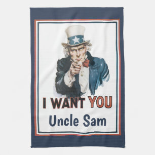 Linge De Cuisine Oncle Sam patriotique vintage Je VEUX VOUS