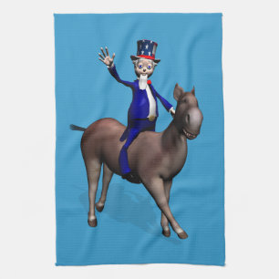 Linge De Cuisine Oncle Sam Riding On Donkey