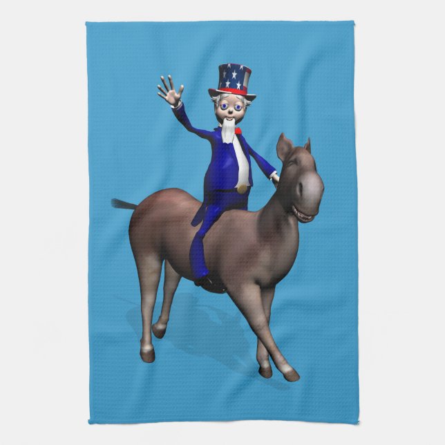 Linge De Cuisine Oncle Sam Riding On Donkey (Vertical)
