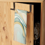 Linge De Cuisine ondes d'aquarelle Abstraites. Mouvement de flux mo<br><div class="desc">Eau Abstraite ondes d'art Cuisine Serviettes dans des tons beige vert doux. Mouvement coloré moderne de la peinture.</div>