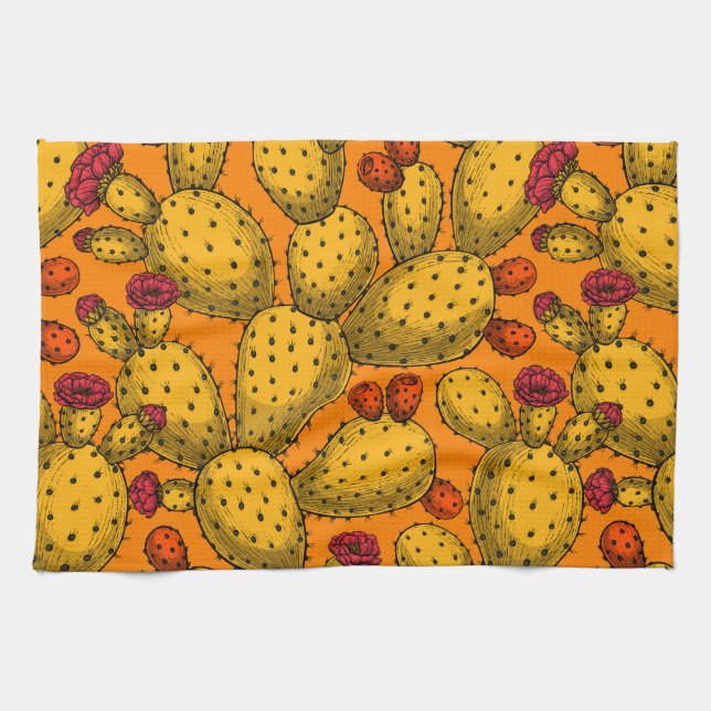Linge De Cuisine Opuntie de floraison en jaune (Horizontal)
