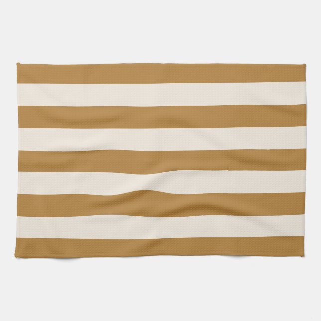 Linge De Cuisine Or bold et rayure crème (Horizontal)