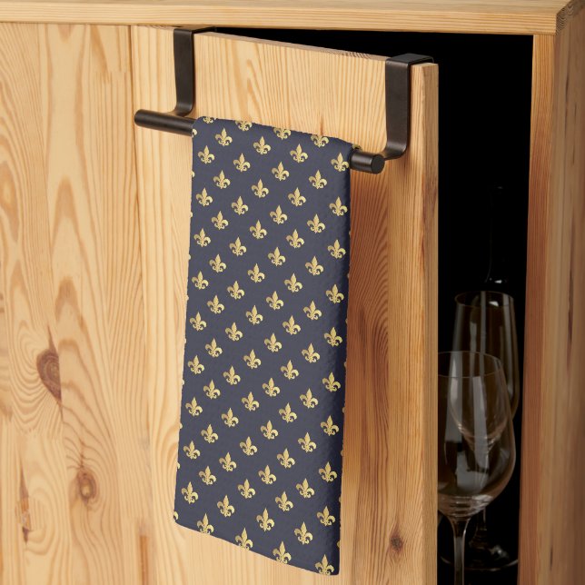 Linge De Cuisine Or Fleur De Lis (Pliage en tiers)