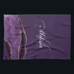 Linge De Cuisine or monogramme moderne et agneau violet<br><div class="desc">monogramme élégant avec or et agate violette. Les fonctions de texte peuvent être customisées. Vous pouvez ajouter votre propre nom.</div>