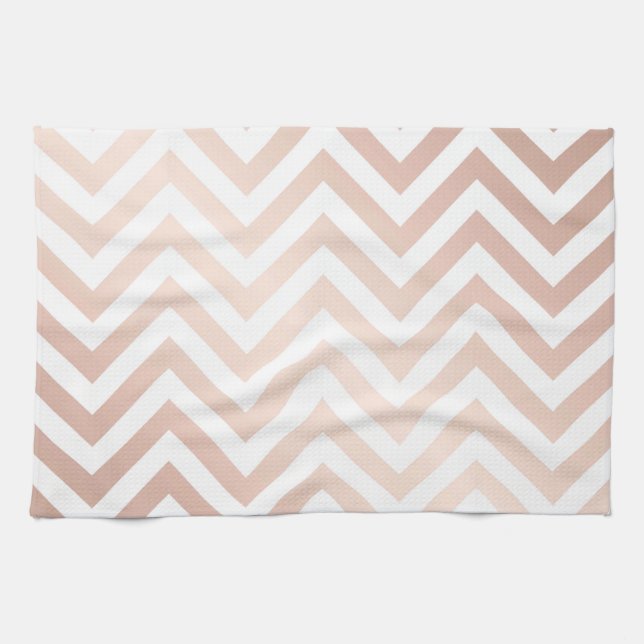 Linge De Cuisine or rose, blanc, chevron, zigzag, moderne, tendance (Horizontal)