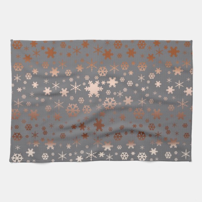 Linge De Cuisine Or rose de Noël de motif élégant de flocon de (Horizontal)
