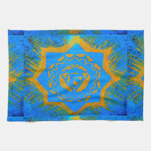 Linge De Cuisine or sur tantrique tibétain bleu