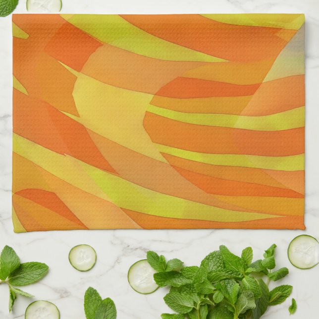 Linge De Cuisine Orange Abstract Art Lines and Curves Towel (Plié)