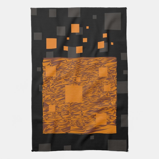 Linge De Cuisine Orange alerte float abstrait Halloween boîte noire (Vertical)