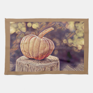 Linge De Cuisine Orange Automne Citrouille Vintage Thanksgiving Pei