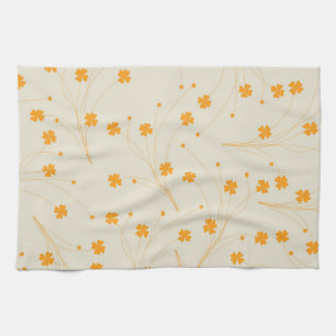 Linge De Cuisine Orange Beige Tropical Floral Botanique Été