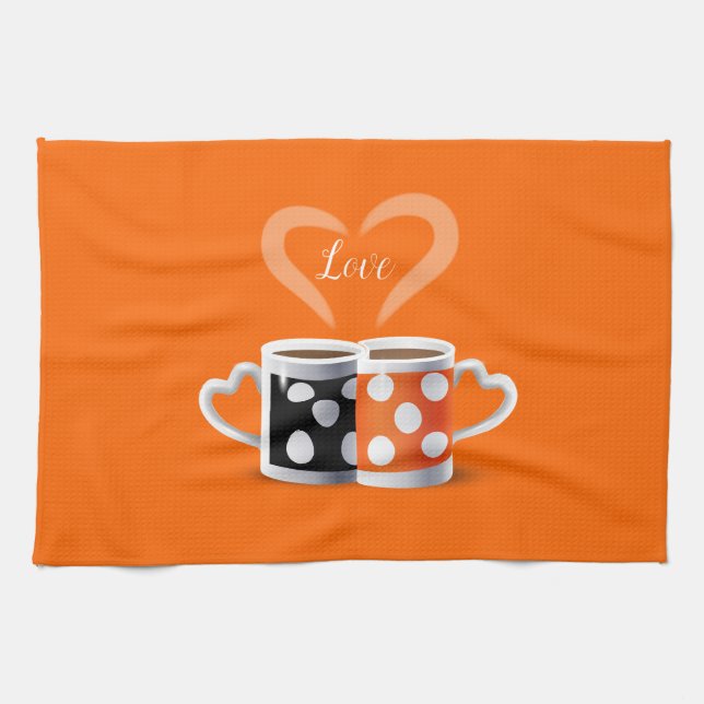 Linge De Cuisine Orange + Black Coffee Color Design tendance POP AR (Horizontal)