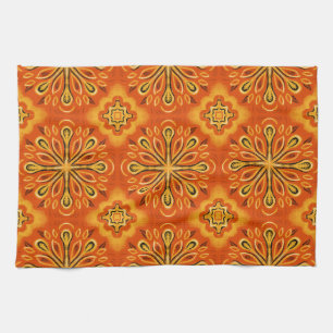 Linge De Cuisine Orange Boho Abstrait Motif décoratif